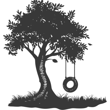 AI generated Silhouette Tree With A Tyre Swing black color only png