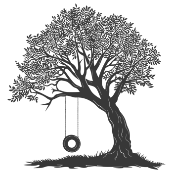 AI generated Silhouette Tree With A Tyre Swing black color only png