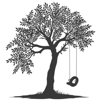 AI generated Silhouette Tree With A Tyre Swing black color only png