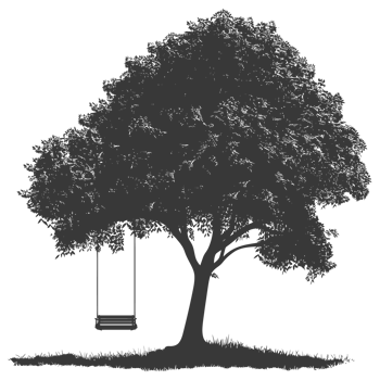 AI generated Silhouette Tree With A Tyre Swing black color only png