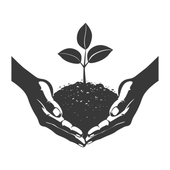 AI generated Silhouette Two Hand holding soil with growing sprout black color only png
