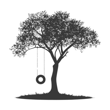 AI generated Silhouette Tree With A Tyre Swing black color only png