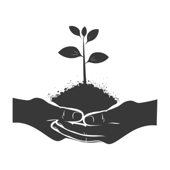 AI generated Silhouette Two Hand holding soil with growing sprout black color only png