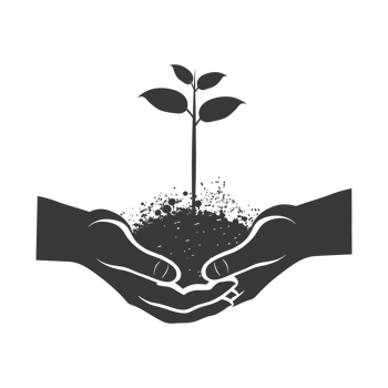 AI generated Silhouette Two Hand holding soil with growing sprout black color only png