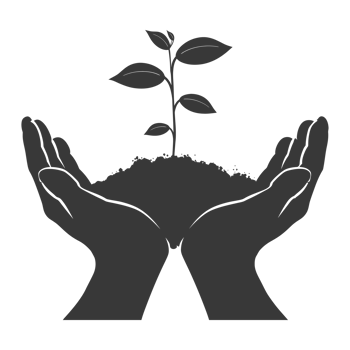 AI generated Silhouette Two Hand holding soil with growing sprout black color only png