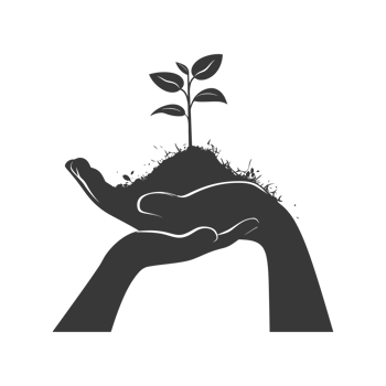 AI generated Silhouette Two Hand holding soil with growing sprout black color only png