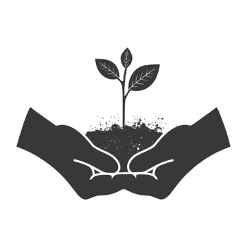 AI generated Silhouette Two Hand holding soil with growing sprout black color only png