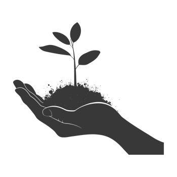AI generated Silhouette Two Hand holding soil with growing sprout black color only png