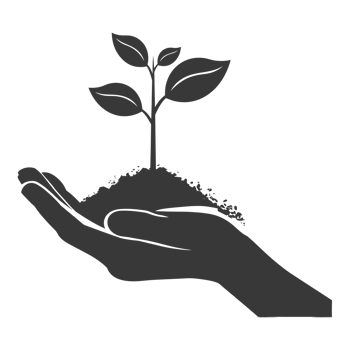 AI generated Silhouette Two Hand holding soil with growing sprout black color only png