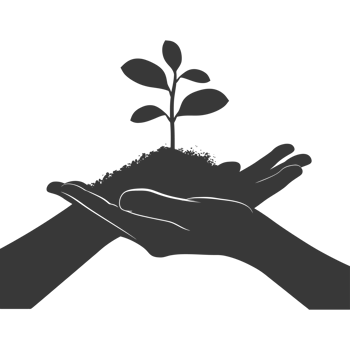 AI generated Silhouette Two Hand holding soil with growing sprout black color only png