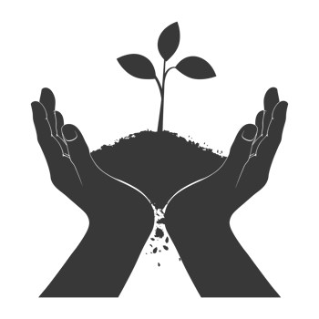 AI generated Silhouette Two Hand holding soil with growing sprout black color only png