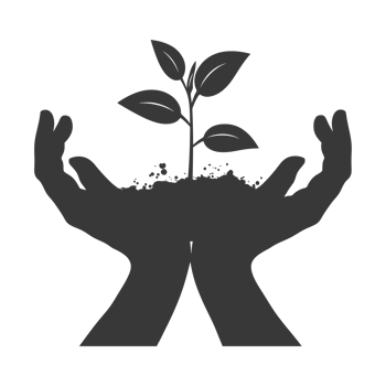 AI generated Silhouette Two Hand holding soil with growing sprout black color only png