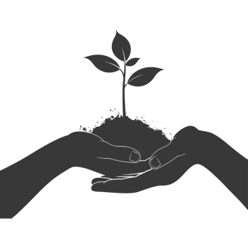 AI generated Silhouette Two Hand holding soil with growing sprout black color only png