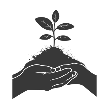 AI generated Silhouette Two Hand holding soil with growing sprout black color only png