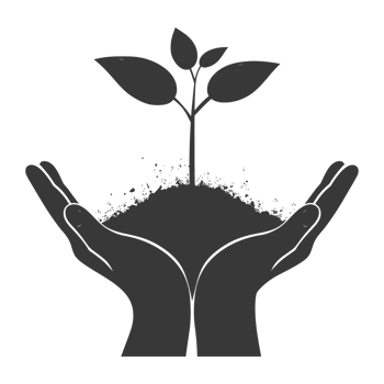 AI generated Silhouette Two Hand holding soil with growing sprout black color only png