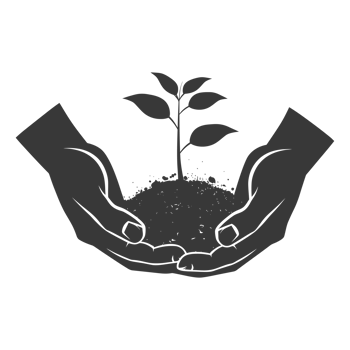 AI generated Silhouette Two Hand holding soil with growing sprout black color only png