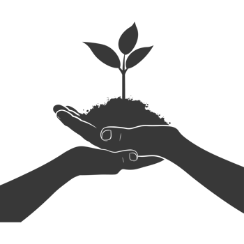 AI generated Silhouette Two Hand holding soil with growing sprout black color only png