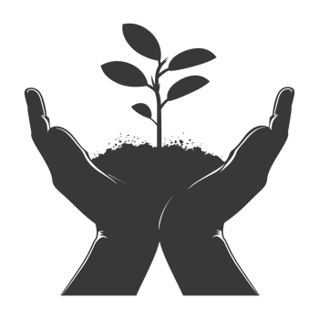 AI generated Silhouette Two Hand holding soil with growing sprout black color only png