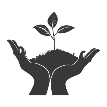 AI generated Silhouette Two Hand holding soil with growing sprout black color only png