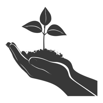 AI generated Silhouette Two Hand holding soil with growing sprout black color only png