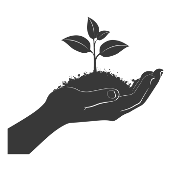 AI generated Silhouette Two Hand holding soil with growing sprout black color only png