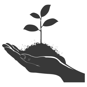 AI generated Silhouette Two Hand holding soil with growing sprout black color only png