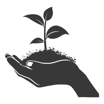 AI generated Silhouette Two Hand holding soil with growing sprout black color only png