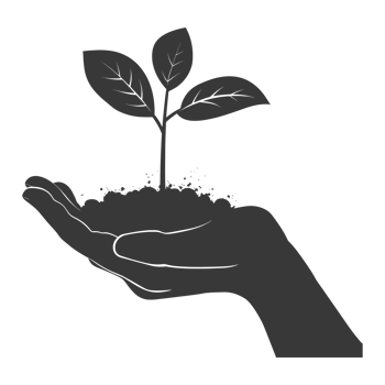 AI generated Silhouette Two Hand holding soil with growing sprout black color only png