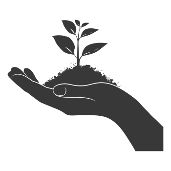 AI generated Silhouette Two Hand holding soil with growing sprout black color only png