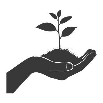 AI generated Silhouette Two Hand holding soil with growing sprout black color only png