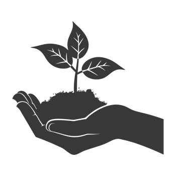 AI generated Silhouette Two Hand holding soil with growing sprout black color only png