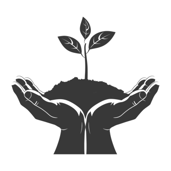 AI generated Silhouette Two Hand holding soil with growing sprout black color only png