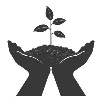 AI generated Silhouette Two Hand holding soil with growing sprout black color only png