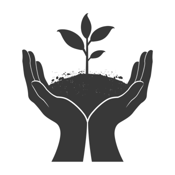 AI generated Silhouette Two Hand holding soil with growing sprout black color only png