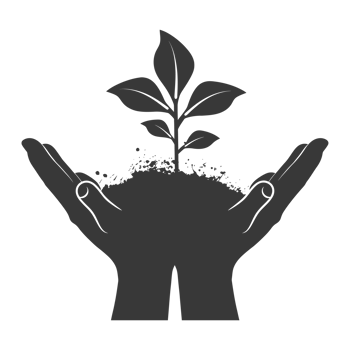 AI generated Silhouette Two Hand holding soil with growing sprout black color only png