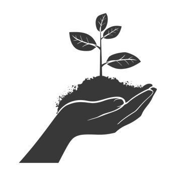 AI generated Silhouette Two Hand holding soil with growing sprout black color only png