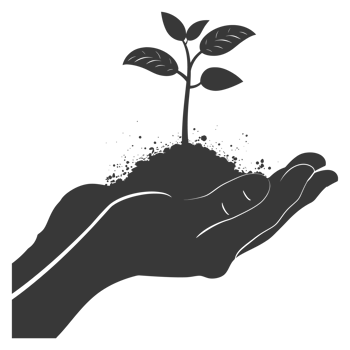 AI generated Silhouette Two Hand holding soil with growing sprout black color only png