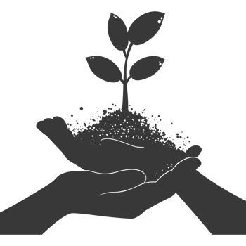 AI generated Silhouette Two Hand holding soil with growing sprout black color only png