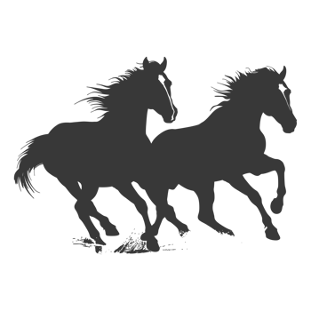 AI generated Silhouette two horses galloping png