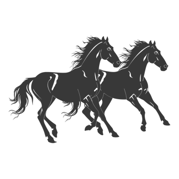 AI generated Silhouette two horses galloping png