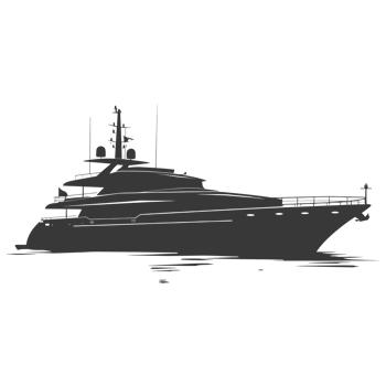 AI generated Silhouette yacht or boat black color only png