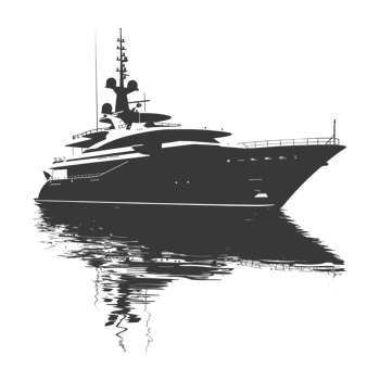 AI generated Silhouette yacht or boat black color only png
