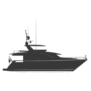 AI generated Silhouette yacht or boat black color only png