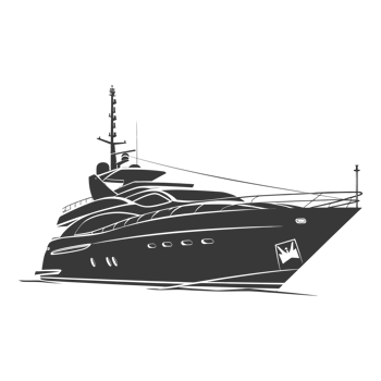 AI generated Silhouette yacht or boat black color only png