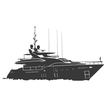 AI generated Silhouette yacht or boat black color only png