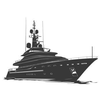 AI generated Silhouette yacht or boat black color only png