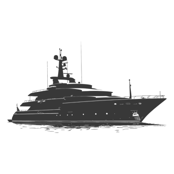 AI generated Silhouette yacht or boat black color only png