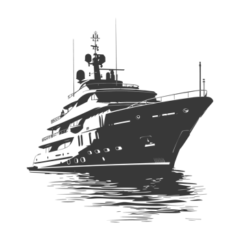 AI generated Silhouette yacht or boat black color only png