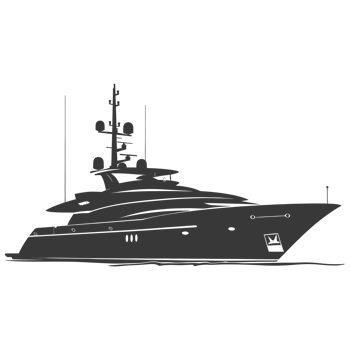 AI generated Silhouette yacht or boat black color only png