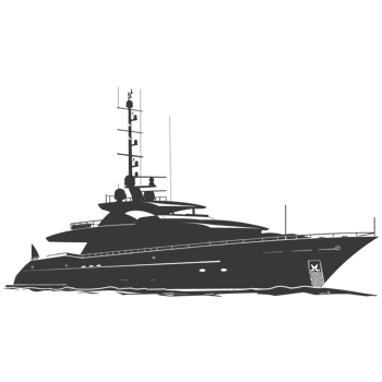 AI generated Silhouette yacht or boat black color only png